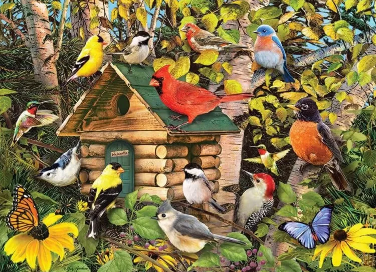 Cobble Hill Animals & Wildlife* - Bird Cabin - 1000 Piece Jigsaw Puzzle