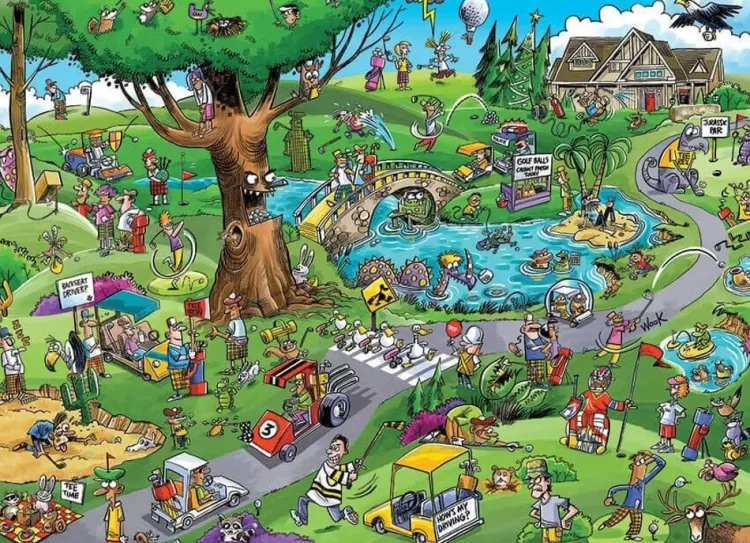 Cobble Hill Pastimes* - Doodletown Par For The Course - 1000 Piece Jigsaw Puzzle
