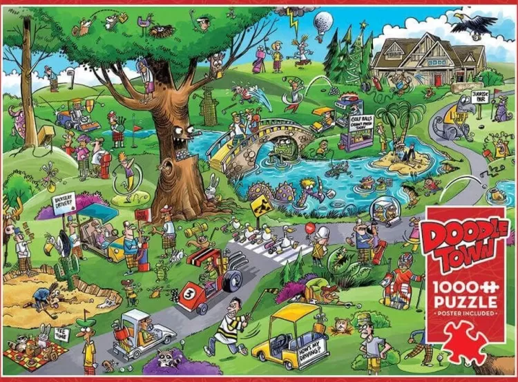 Cobble Hill Pastimes* - Doodletown Par For The Course - 1000 Piece Jigsaw Puzzle
