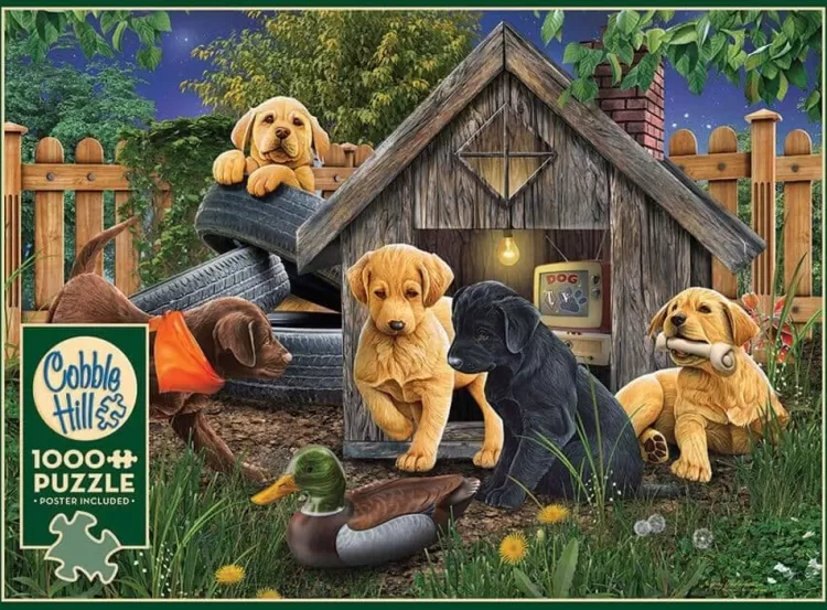 Cobble Hill Animals & Wildlife* - In The Doghouse - 1000 Piece Jigsaw Puzzle