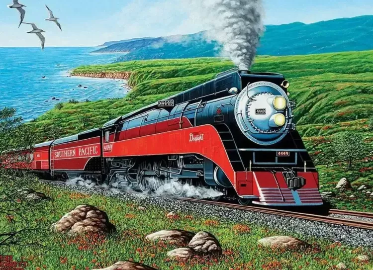 Cobble Hill Trains & Transport* - Southern Pacific Locomotive - 1000 Piece Jigsaw Puzzle