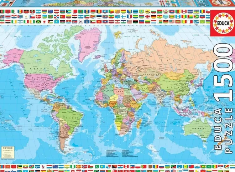 Educa Maps & Flags* - Map Of The World - 1500 Piece Jigsaw Puzzle