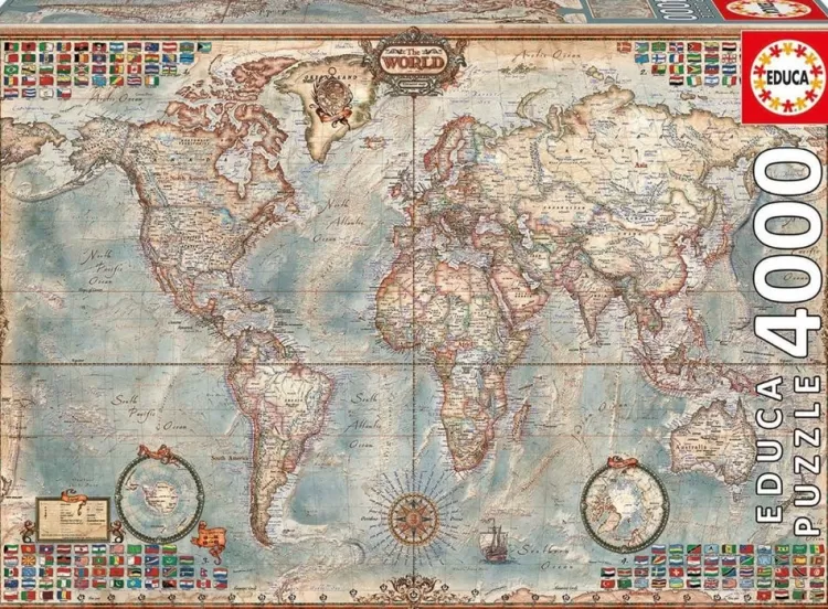 Educa Maps & Flags* - Political World Map- 4000 Piece Jigsaw Puzzle