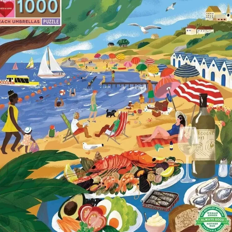 Eeboo Locations & Buildings* - Beach Umbrellas - 1000 Piece Jigsaw Puzzles