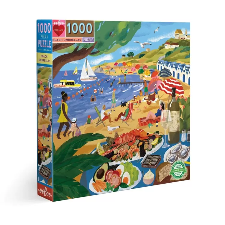 Eeboo Locations & Buildings* - Beach Umbrellas - 1000 Piece Jigsaw Puzzles