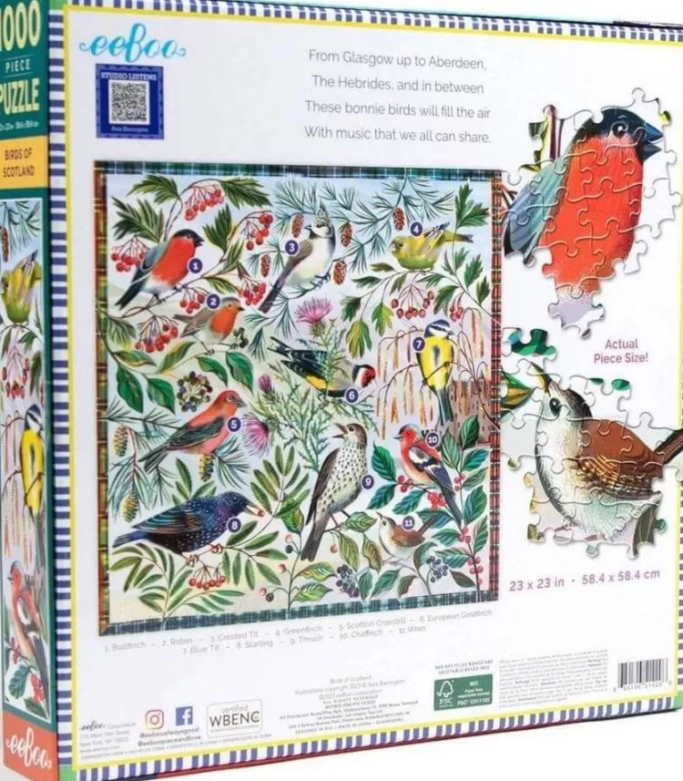 Eeboo Animals & Wildlife* - Birds Of Scotland - 1000 Piece Jigsaw Puzzle