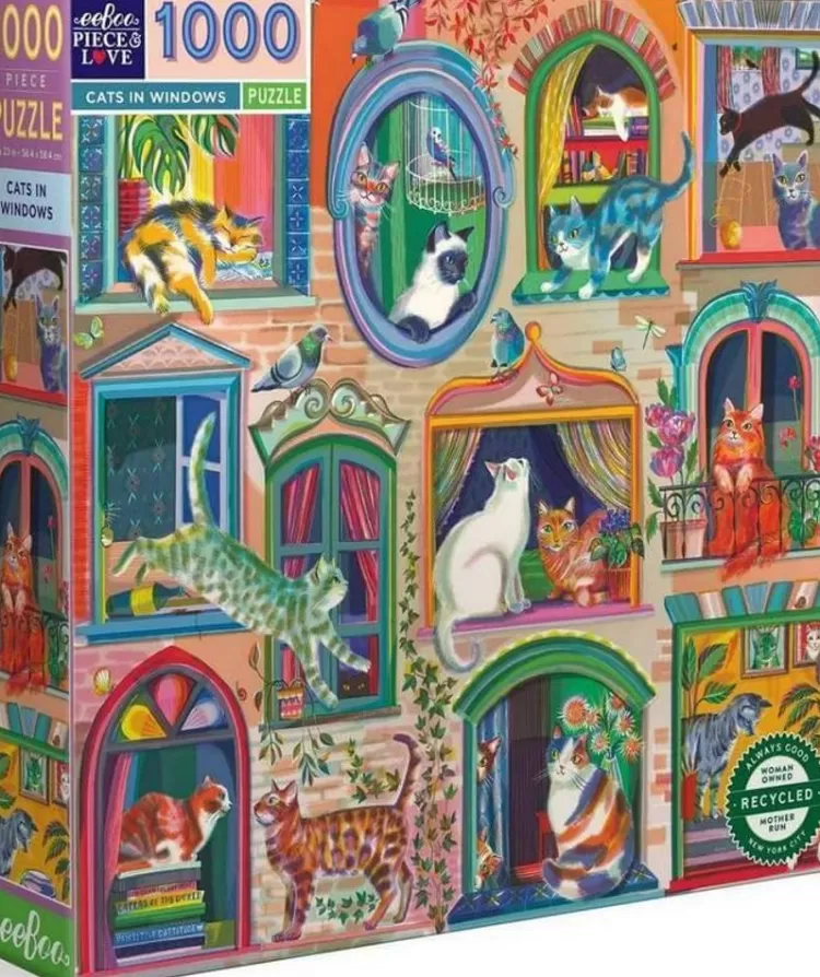 Eeboo Animals & Wildlife* - Cats In Window - 1000 Piece Jigsaw Puzzle