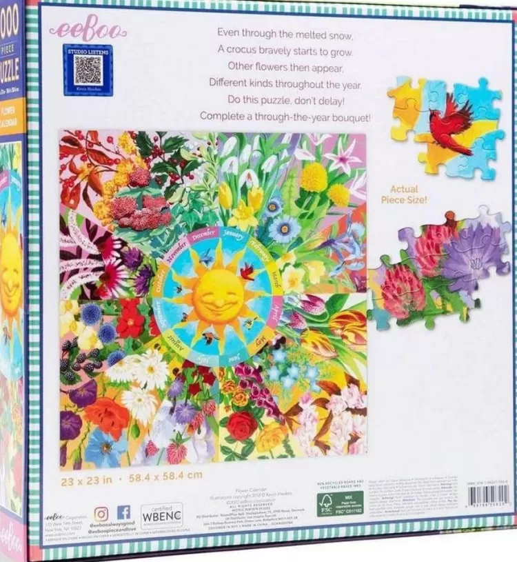 Eeboo Flowers & Gardens* - Flower Calendar - 1000 Piece Jigsaw Puzzle