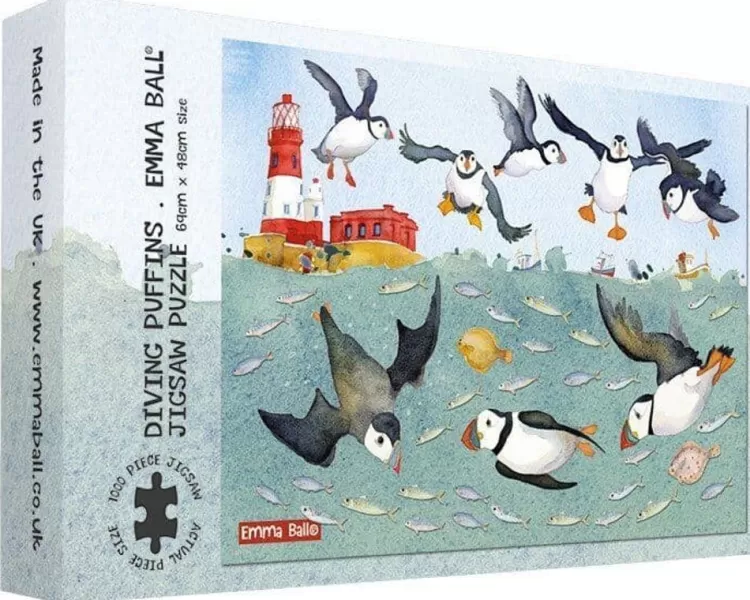 Great British Jigsaws Animals & Wildlife*Emma Ball - Diving Puffins - 1000 Piece Jigsaw Puzzle