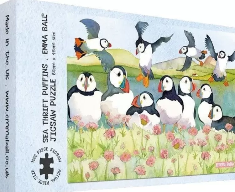 Great British Jigsaws Animals & Wildlife*Emma Ball - Sea Thrift Puffins - 1000 Piece Jigsaw Puzzle