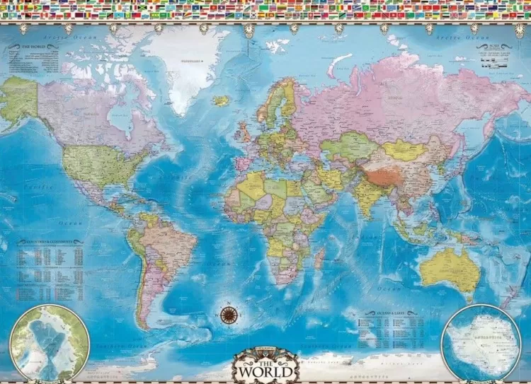 Eurographics Maps & Flags* - Map Of The World With Flags - 1000 Piece Jigsaw Puzzle