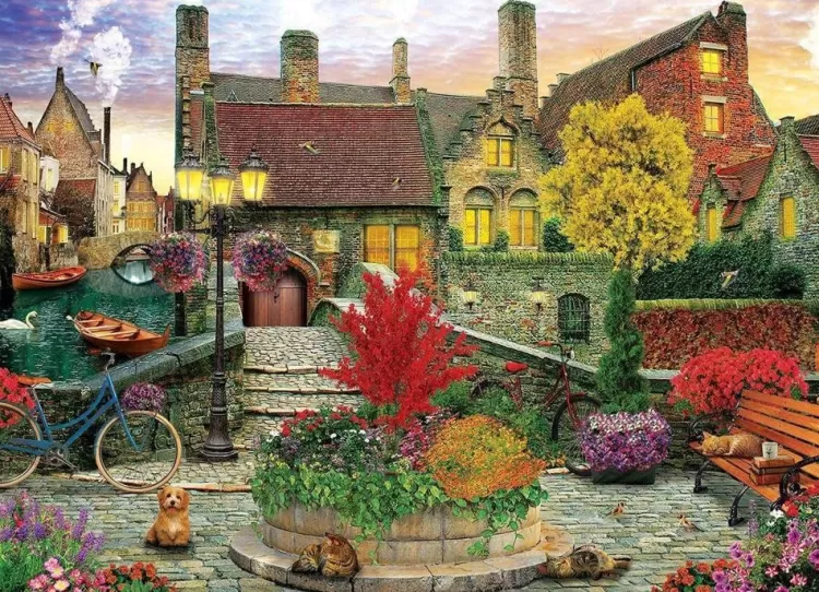 Eurographics Cottages* - Old Town Living - 1000 Piece Jigsaw Puzzle