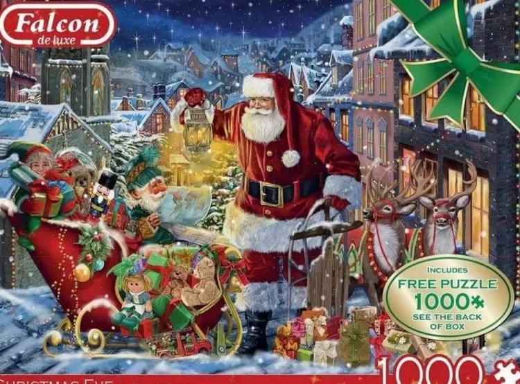 Jumbo Christmas*Falcon De Luxe - Christmas Eve - 1000 Piece Jigsaw Puzzle