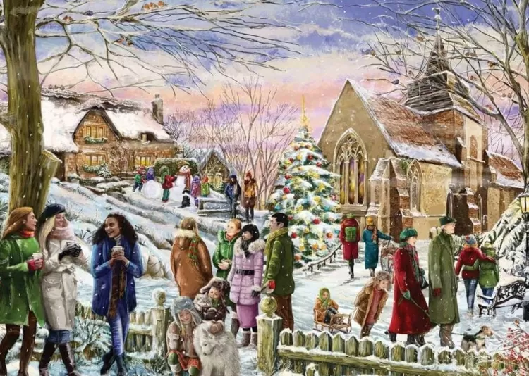 Jumbo Christmas*Falcon De Luxe - Festive Village - 1000 Piece Jigsaw Puzzle