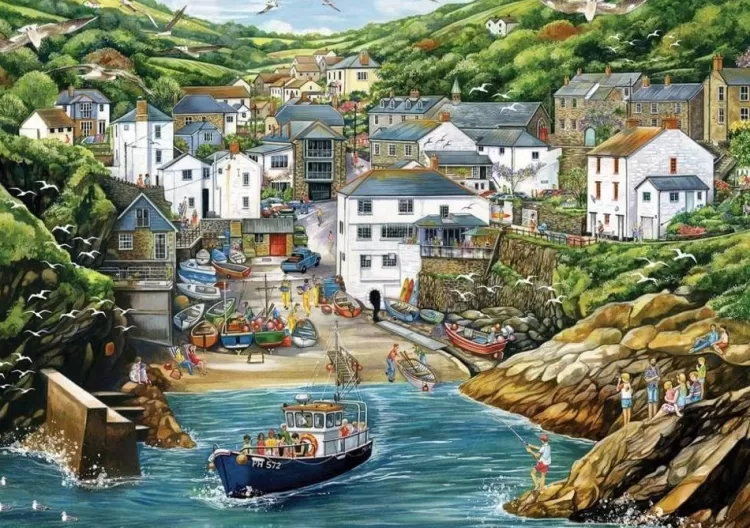 Jumbo Locations & Buildings*Falcon De Luxe - Portloe - 1000 Piece Jigsaw Puzzle