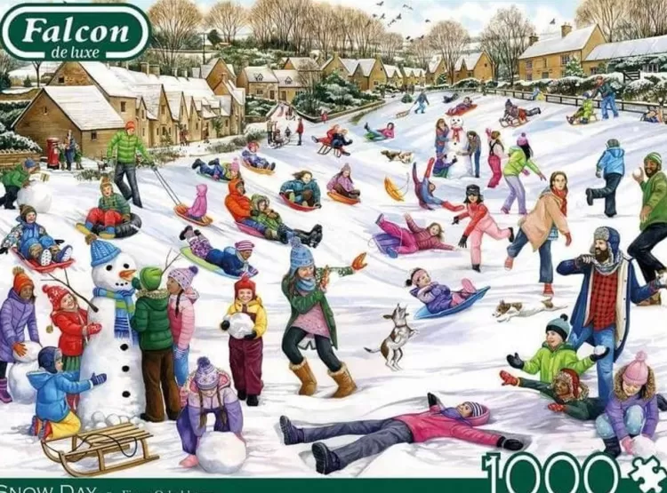 Jumbo Pastimes*Falcon De Luxe - Snow Day - 1000 Piece Jigsaw Puzzle