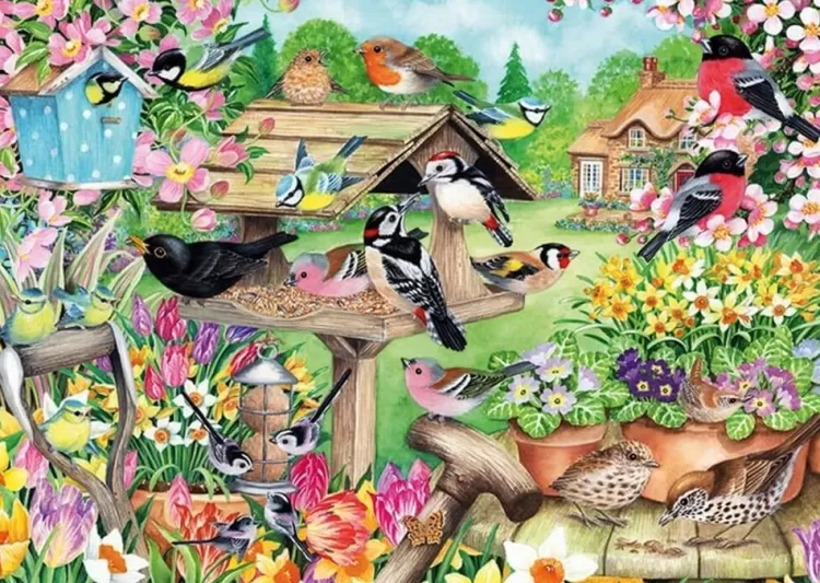 Jumbo Animals & Wildlife*Falcon De Luxe - Spring Garden Birds - 500 Piece Jigsaw Puzzle