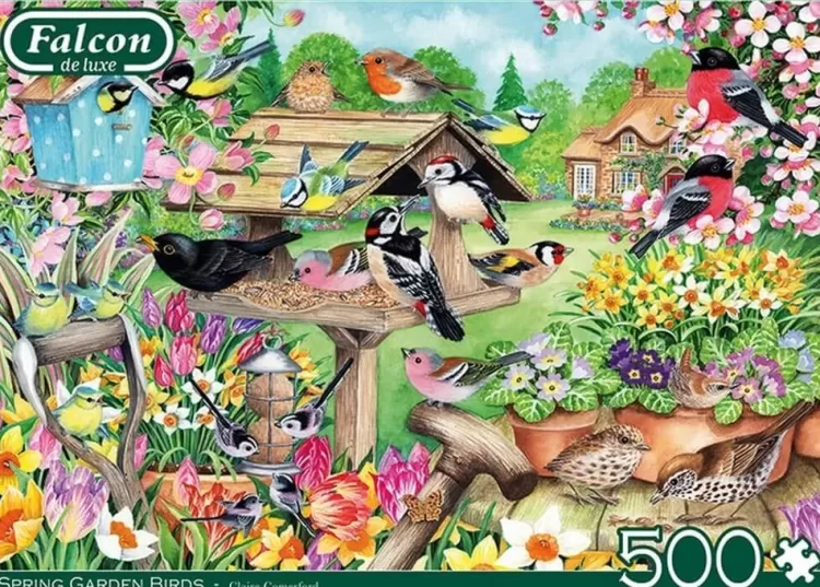 Jumbo Animals & Wildlife*Falcon De Luxe - Spring Garden Birds - 500 Piece Jigsaw Puzzle
