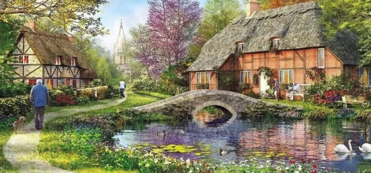Gibsons Panoramic* - Cottage By The Brook - 636 Piece Jigsaw Puzzle