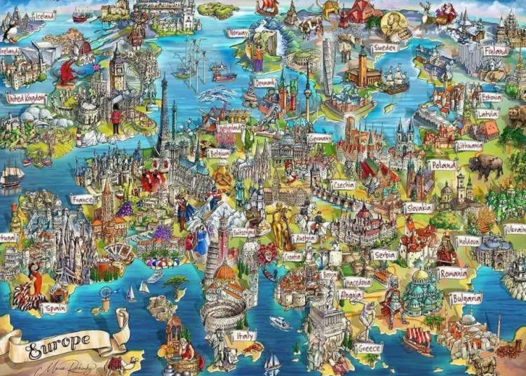 Gibsons Maps & Flags* - Exploring Europe - 1000 Piece Jigsaw Puzzle