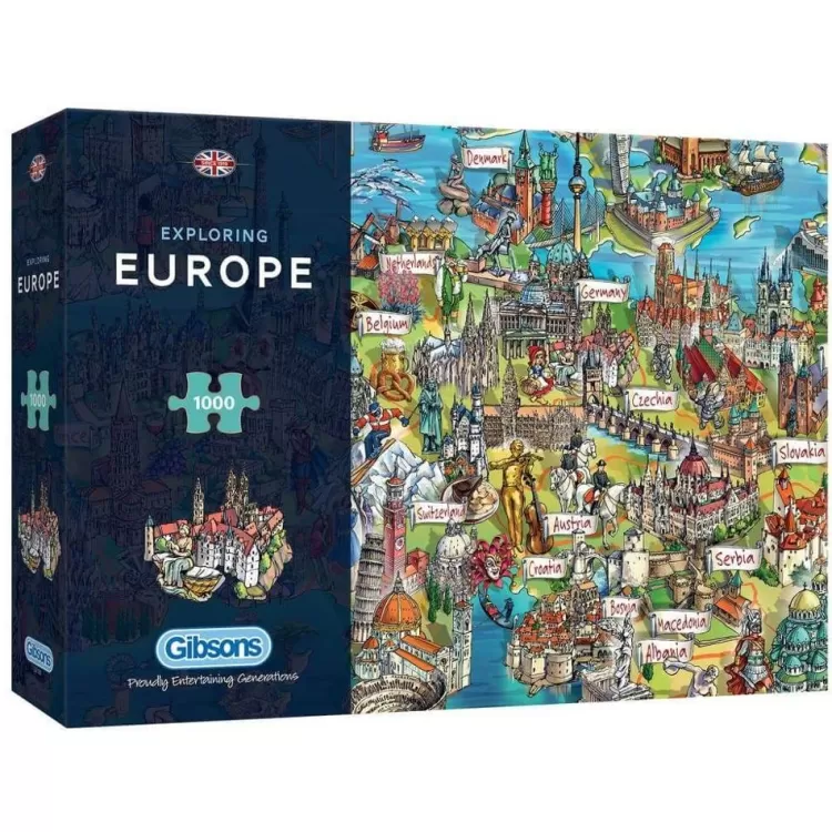 Gibsons Maps & Flags* - Exploring Europe - 1000 Piece Jigsaw Puzzle