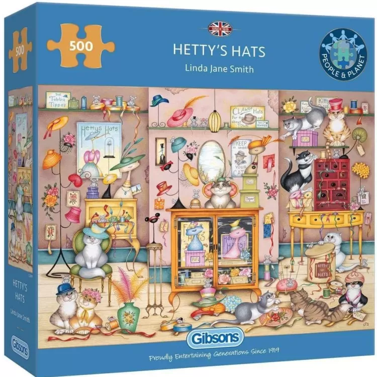 Gibsons Animals & Wildlife* - Hetty'S Hats - 500 Piece Jigsaw Puzzle