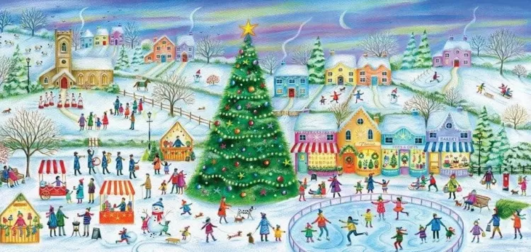 Gibsons Pastimes* - Skating In The Village - 636 Piece Jigsaw Puzzle