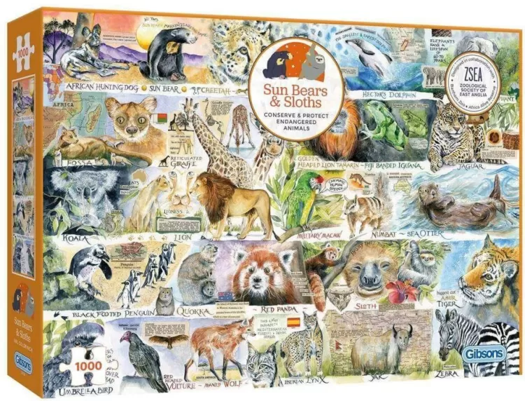 Gibsons Animals & Wildlife* - Sun Bears & Sloths - 1000 Piece Jigsaw Puzzle