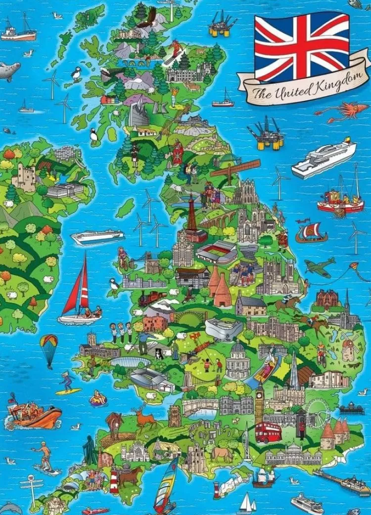 Gifted Maps & Flags* - United Kingdom Family - 1000 Piece Jigsaw Puzzle