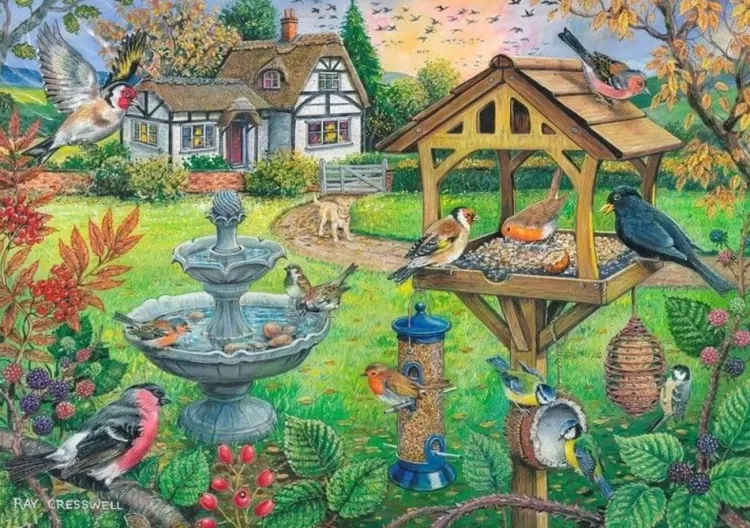 House of Puzzles Animals & Wildlife* - Bird Table - 500Xl Piece Jigsaw Puzzle