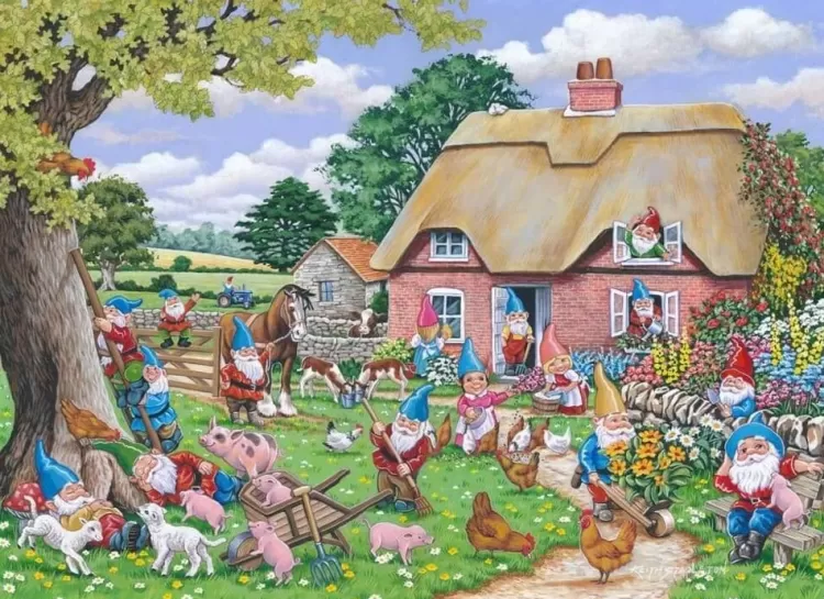 House of Puzzles Humour* - Gnome Farm - 500Xl Piece Jigsaw Puzzle