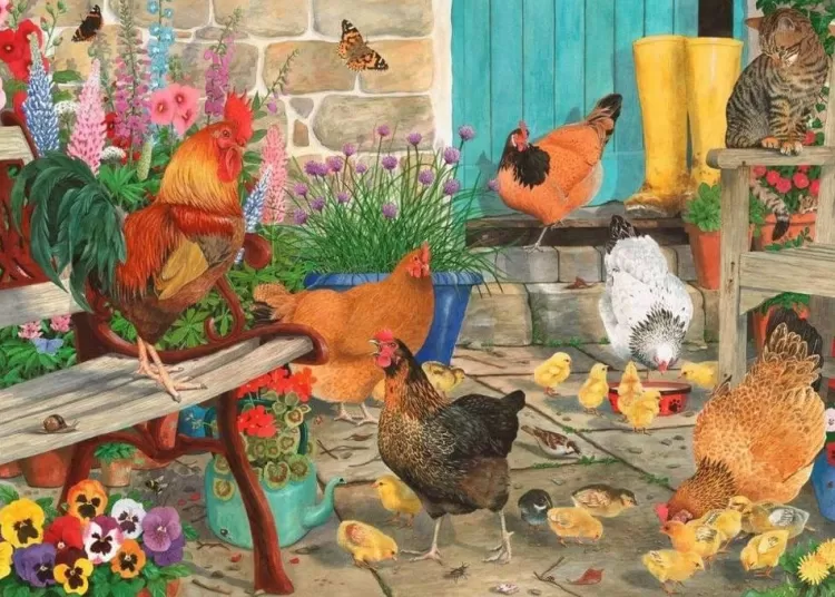 House of Puzzles Animals & Wildlife* - Hen Pecked - 1000 Piece Jigsaw Puzzle