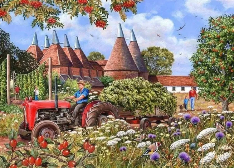 House of Puzzles Farming* - Oast Houses - 500Xl Piece Jigsaw Puzzle