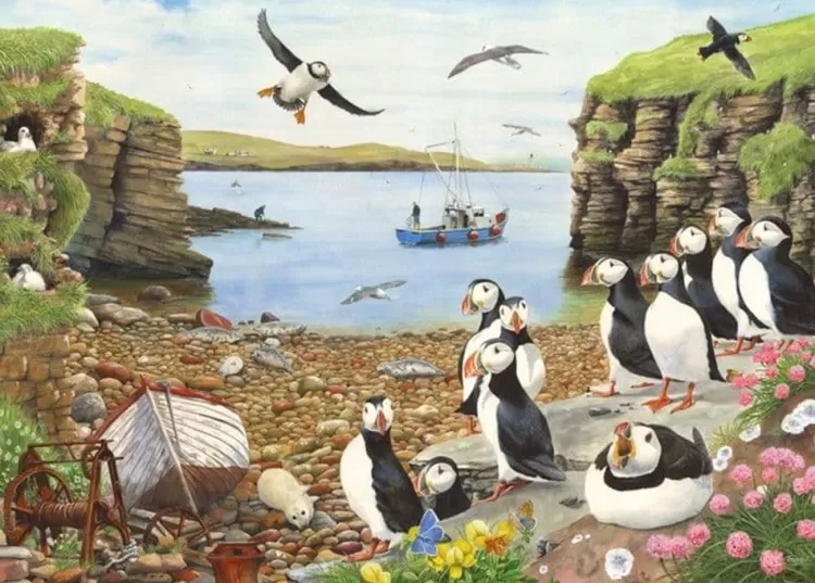 House of Puzzles Animals & Wildlife* - Puffin Parade - 500Xl Piece Jigsaw Puzzle