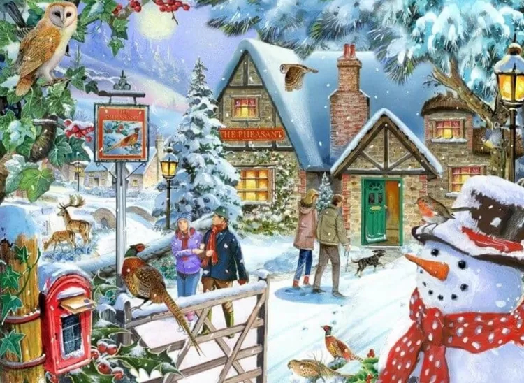 House of Puzzles Christmas* - Snowman'S View - 1000 Piece Jigsaw Puzzle