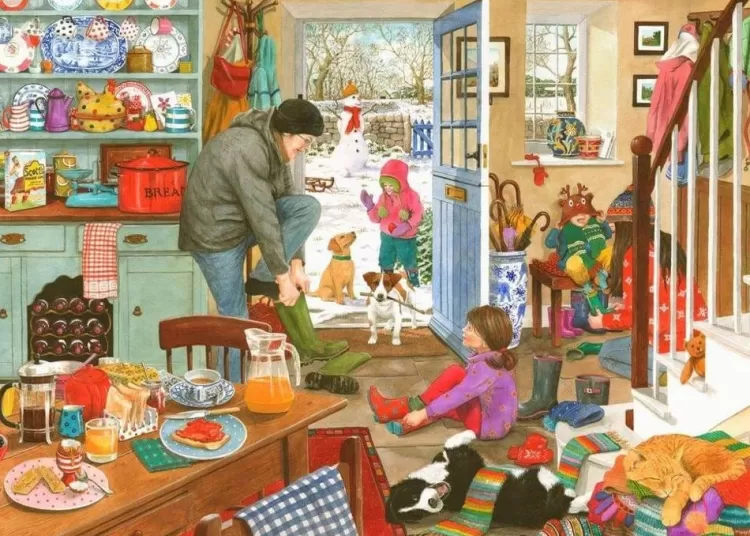 House of Puzzles Christmas* - Woolly Hats & Wellies - 1000 Piece Jigsaw Puzzle