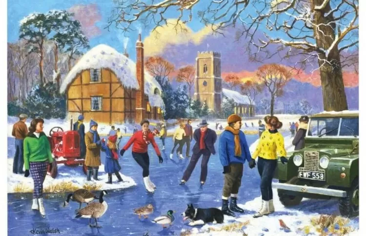 Kidicraft Pastimes* - Skating By The Church - 1000 Piece Jigsaw Puzzle