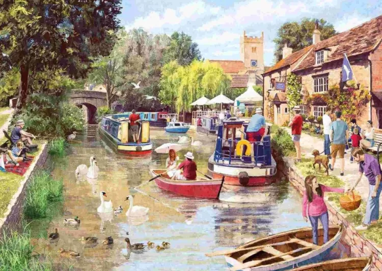 Otter House Trains & Transport* - Canal Walk - 1000 Piece Jigsaw Puzzle