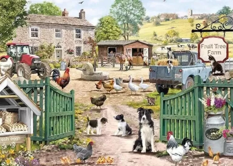 Otter House Farming* - Fruit Tree Farm - 1000 Piece Jigsaw Puzzle