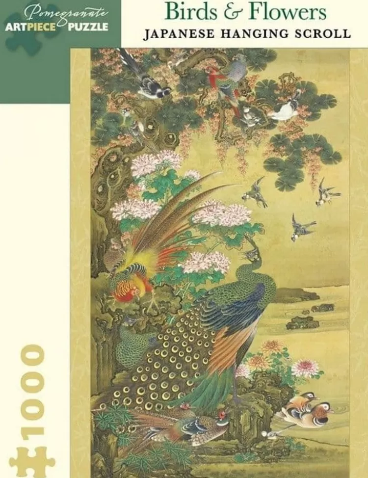 Pomegranate Flowers & Gardens* - Birds & Flowers Japanese Scroll - 1000 Piece Jigsaw Puzzle