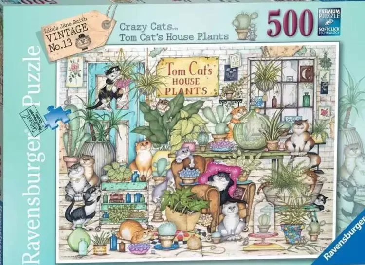Ravensburger Animals & Wildlife* - Crazy Cats - Tom Cat'S House Plants - 500 Piece Jigsaw Puzzle
