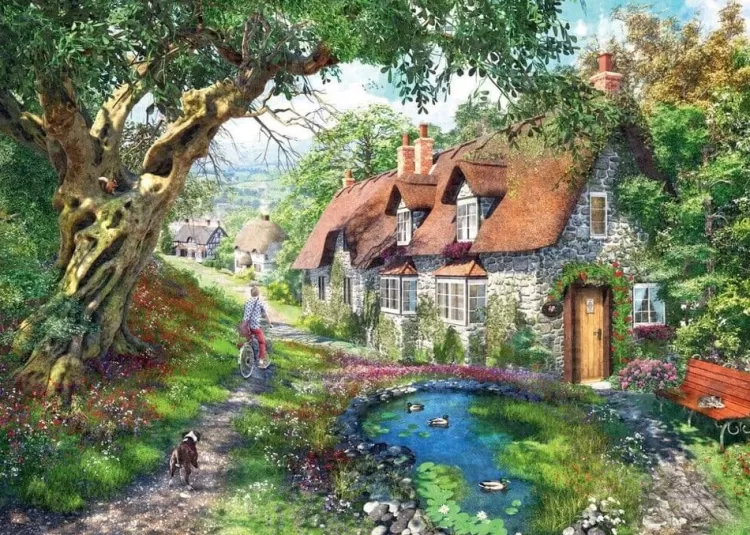 Ravensburger Flowers & Gardens* - Down The Lane Flower Hill Lane 1000 Piece Jigsaw Puzzle