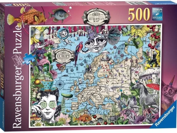 Ravensburger Maps & Flags* - European Map Quirky Circus, 500 Piece Jigsaw Puzzle