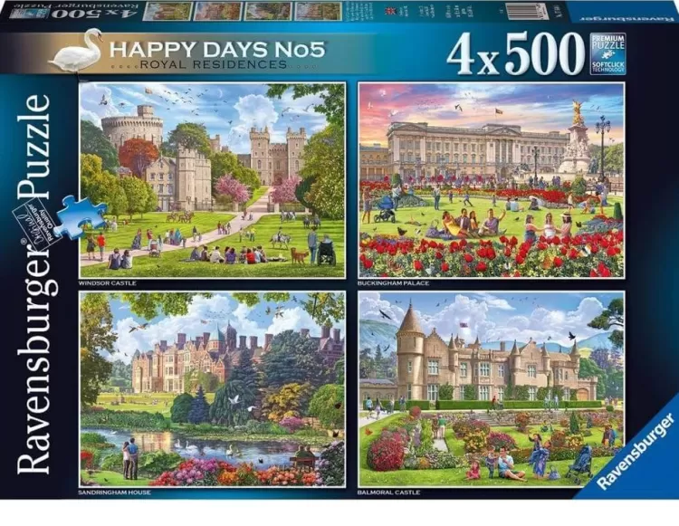 Ravensburger Royal* - Happy Days No 5 Royal Residences - 4 X 500 Piece Jigsaw Puzzle