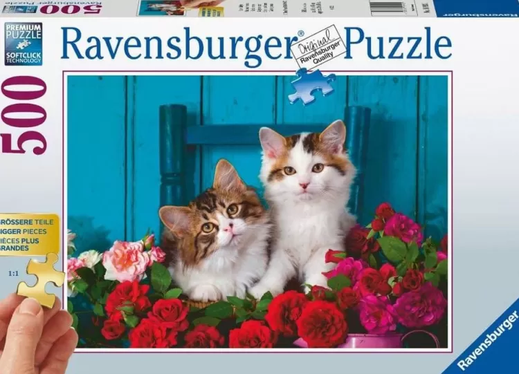 Ravensburger Animals & Wildlife* - Kittens And Roses - Extra Large 500 Piece Jigsaw Puzzle