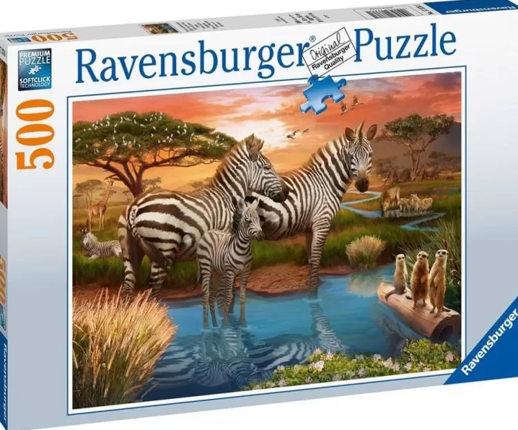 Ravensburger Animals & Wildlife* - Zebra'S At The Waterhole - 500 Piece Jigsaw Puzzle