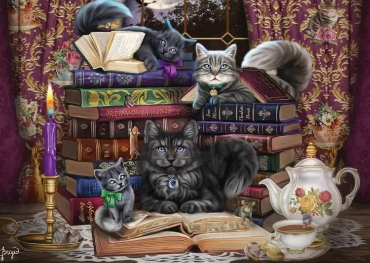 Schmidt Animals & Wildlife* - Brigid Ashwood - Storytime Cats - 1000 Piece Jigsaw Puzzle